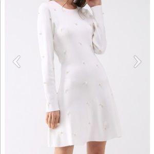 White Knit Pearl Dress